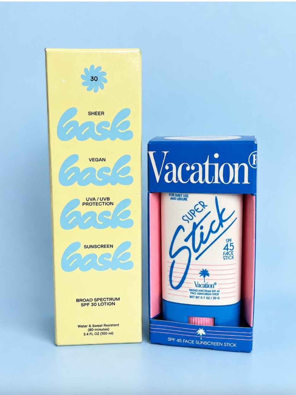Bask SPF 30 + Vacation Super Stick SPF 45 Sunscreen Duo | NEW | $40 Value